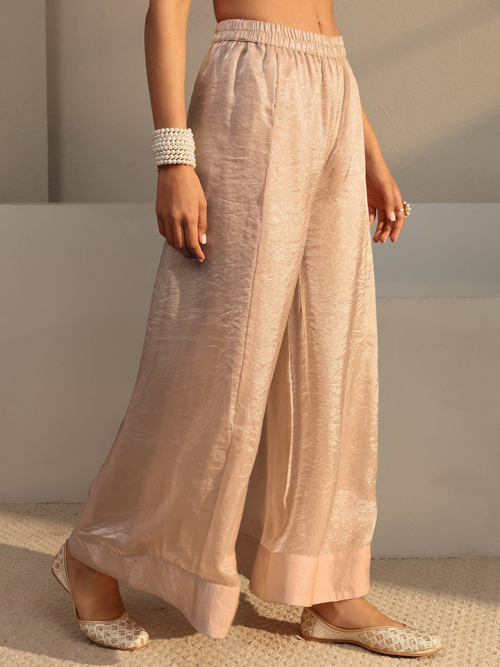 Libas Art Beige Embellished Tissue Palazzo Suit Set With Dupatta