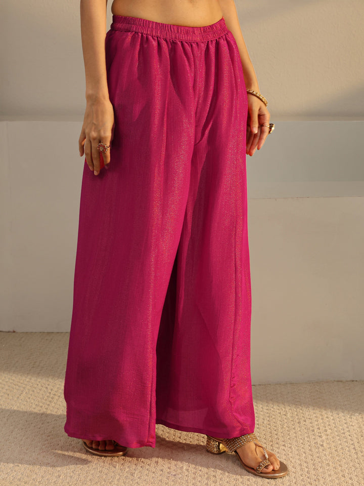 Libas Art Pink Embroidered Chinon A-Line Suit Set With Dupatta