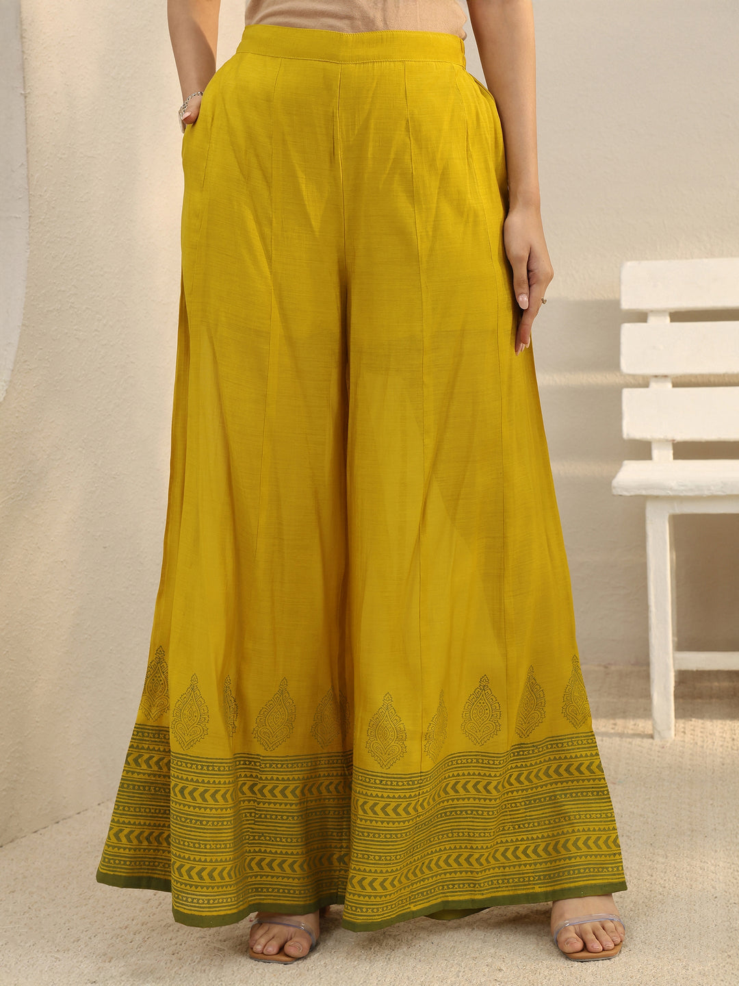 Yellow Floral Embroidered Chanderi Silk Co-Ord Set