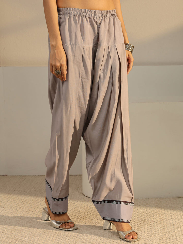 Taupe Floral Embroidered Chanderi Silk Straight Suit Set