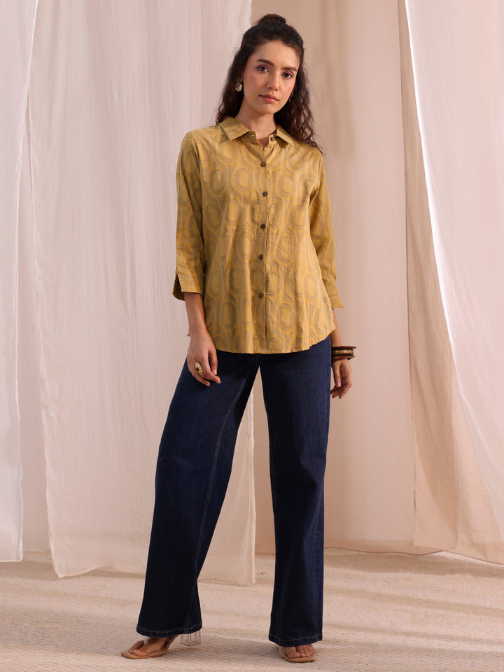 Libas Beige Textured Cotton Shirt