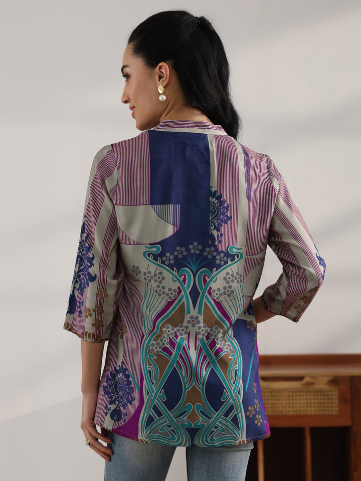 Multi Printed Muslin Straight Short Kurti