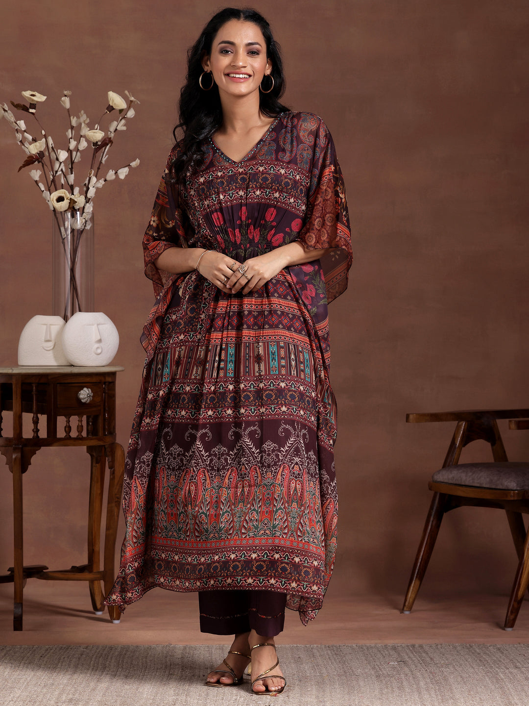 Multicoloured Printed Chiffon 3 Piece Co-Ords