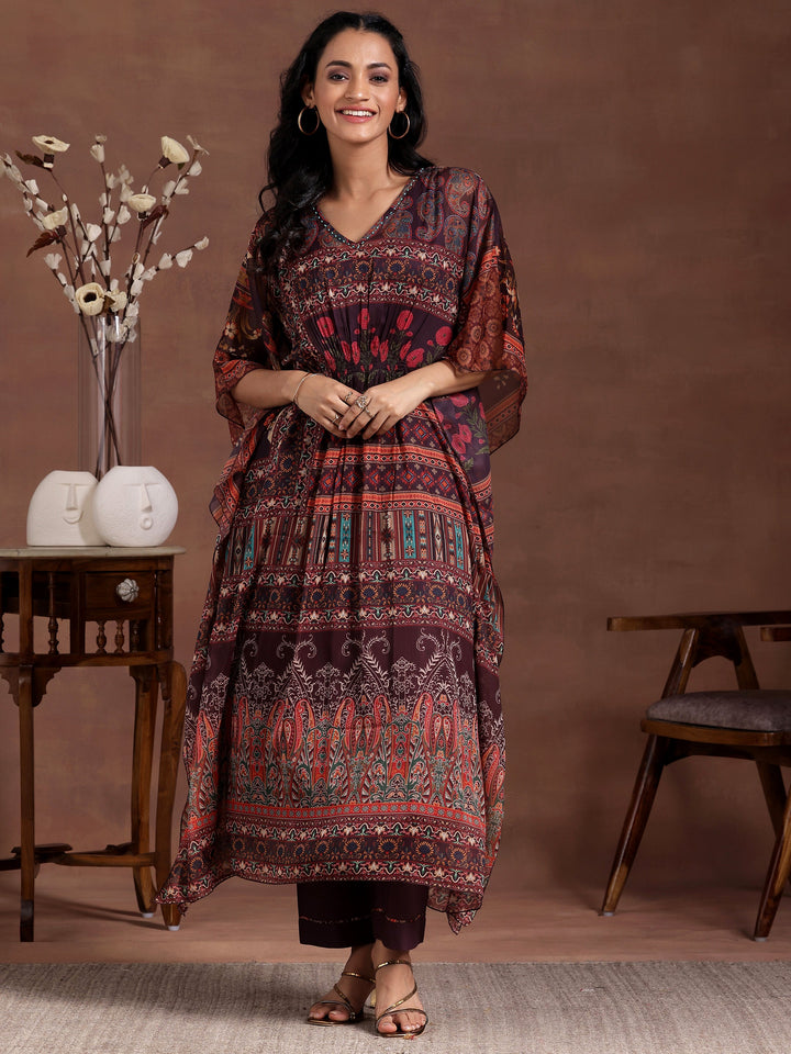 Multicoloured Printed Chiffon 3 Piece Co-Ords