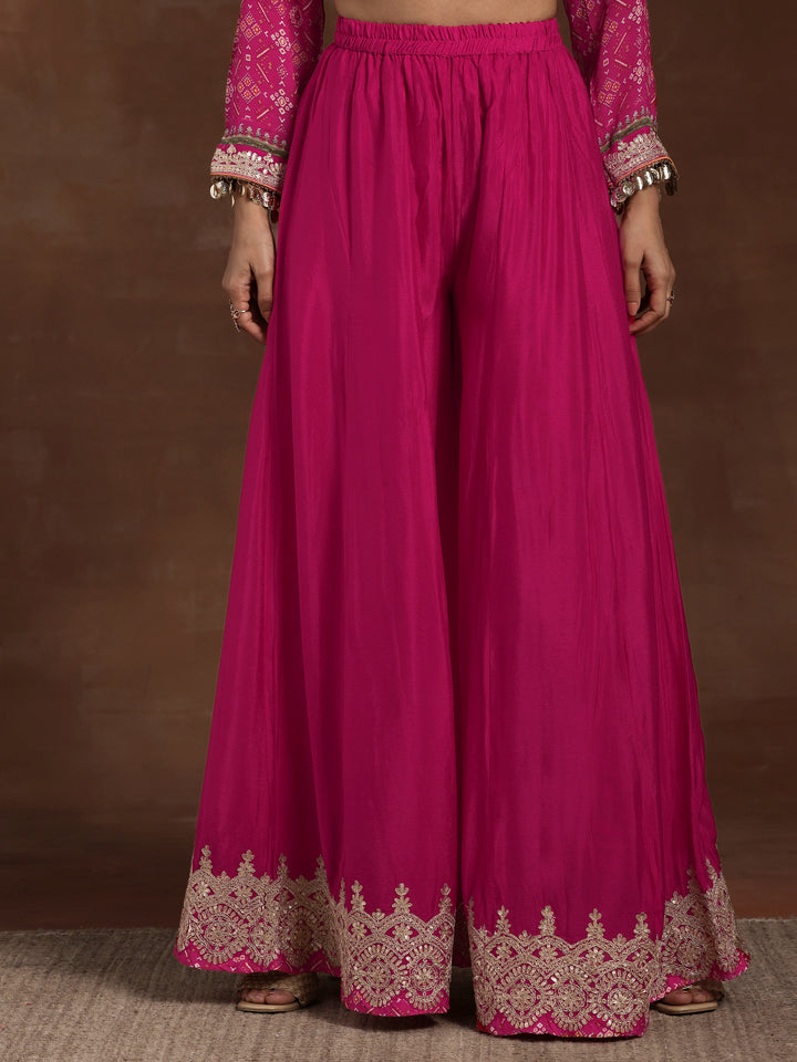 Libas Art Pink Printed Silk Blend Straight Suit With Dupatta