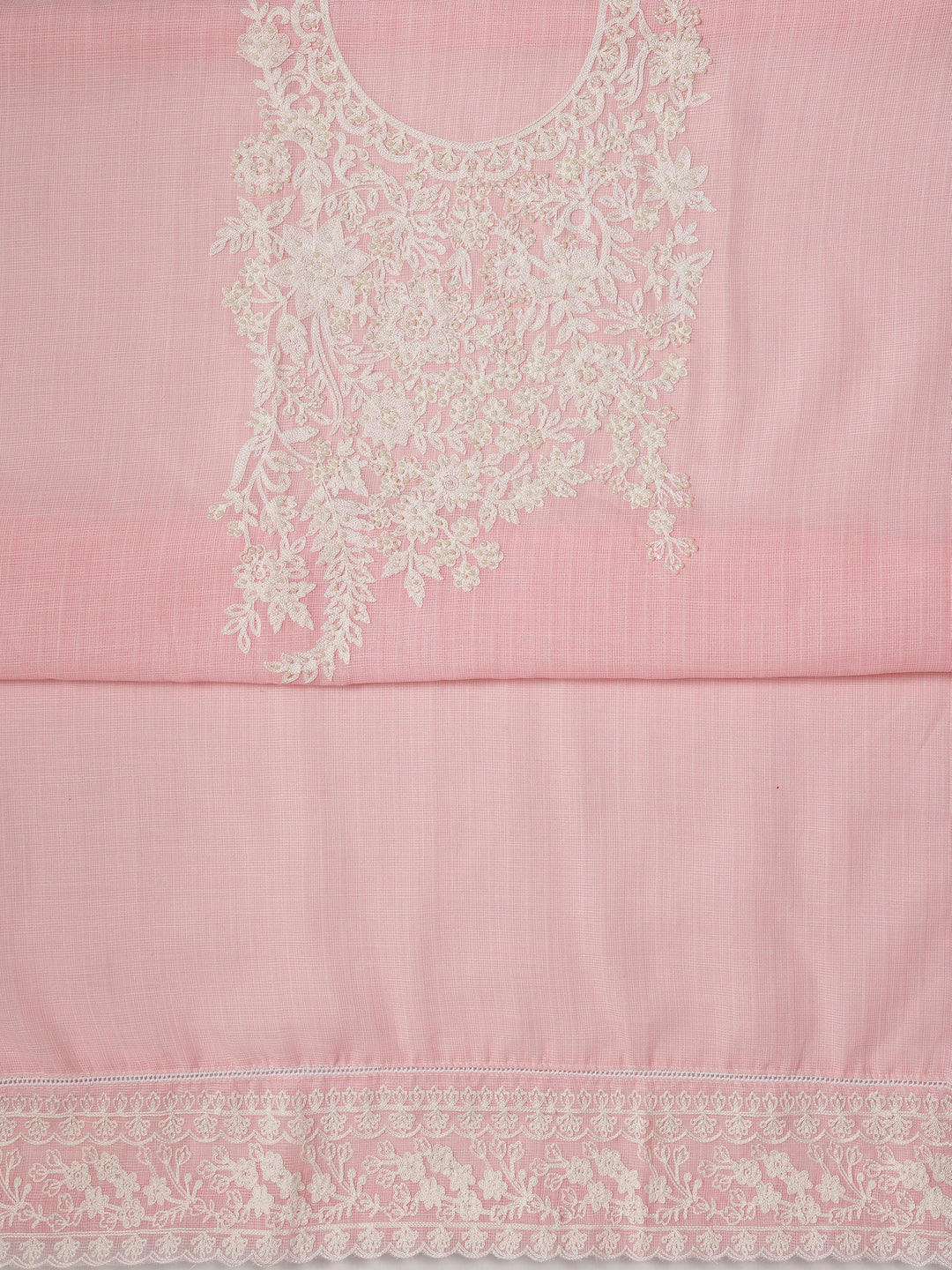 Pink Embroidered Silk blend Dress Material With Dupatta