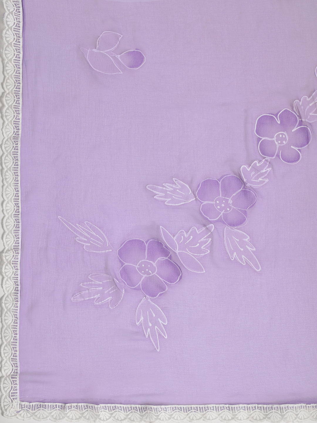 Lavender Embroidered Organza Dress Material With Dupatta