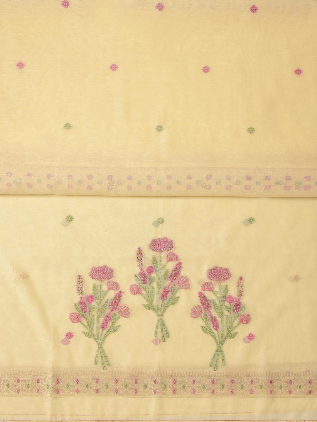 Yellow Woven Design Silk blend Dress Material With Dupatta