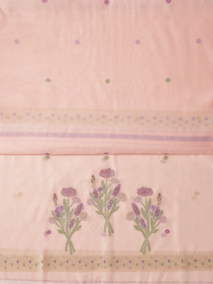 Pink Woven Design Silk blend Dress Material With Dupatta