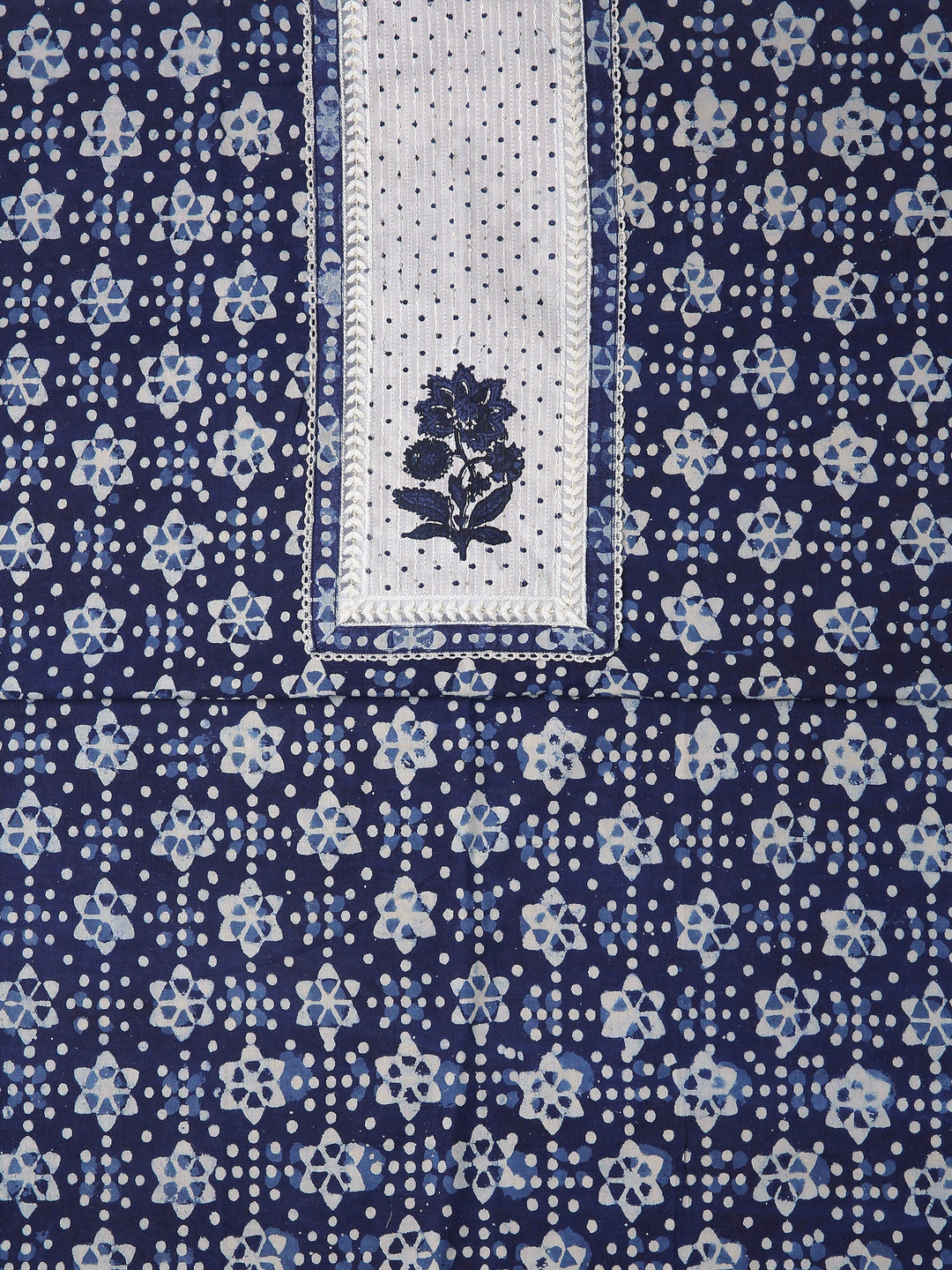 Blue Floral Printed Dress Material With Dupatta
