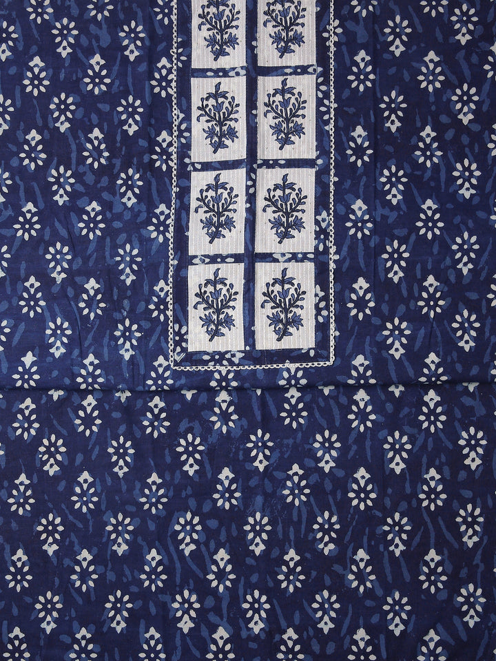 Blue Floral Printed Dress Material With Dupatta