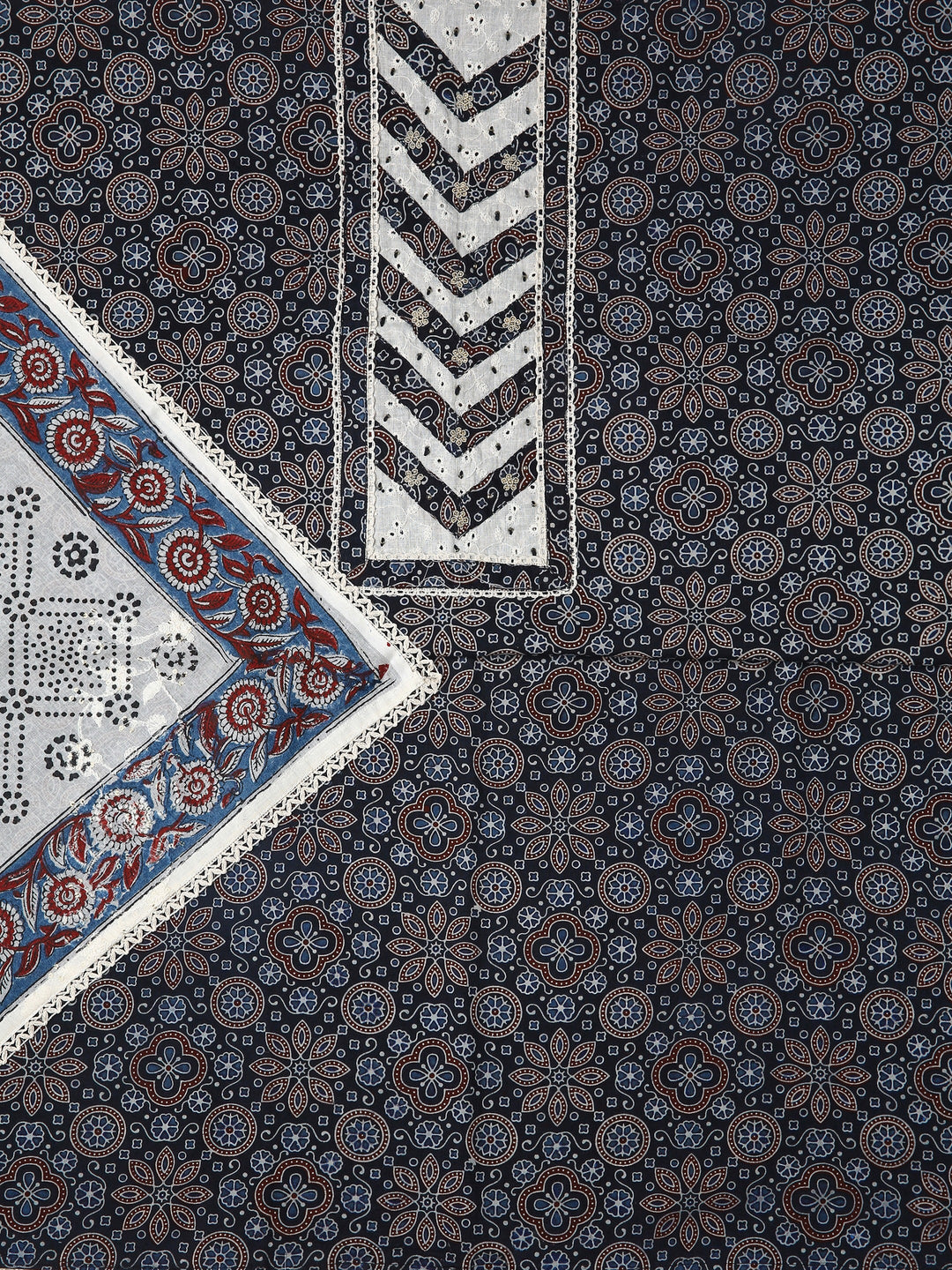 Black Floral Printed Dress Material With Dupatta