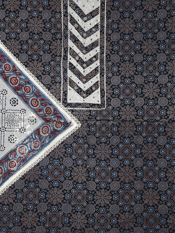 Black Floral Printed Dress Material With Dupatta