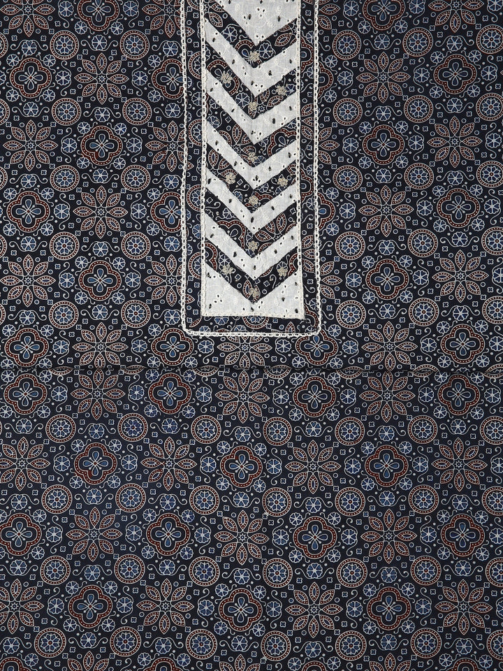 Black Floral Printed Dress Material With Dupatta