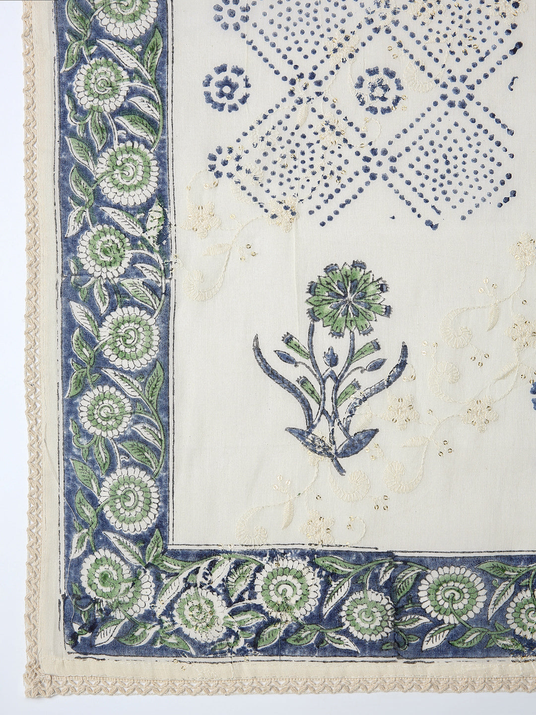 Blue Floral Printed Dress Material With Dupatta