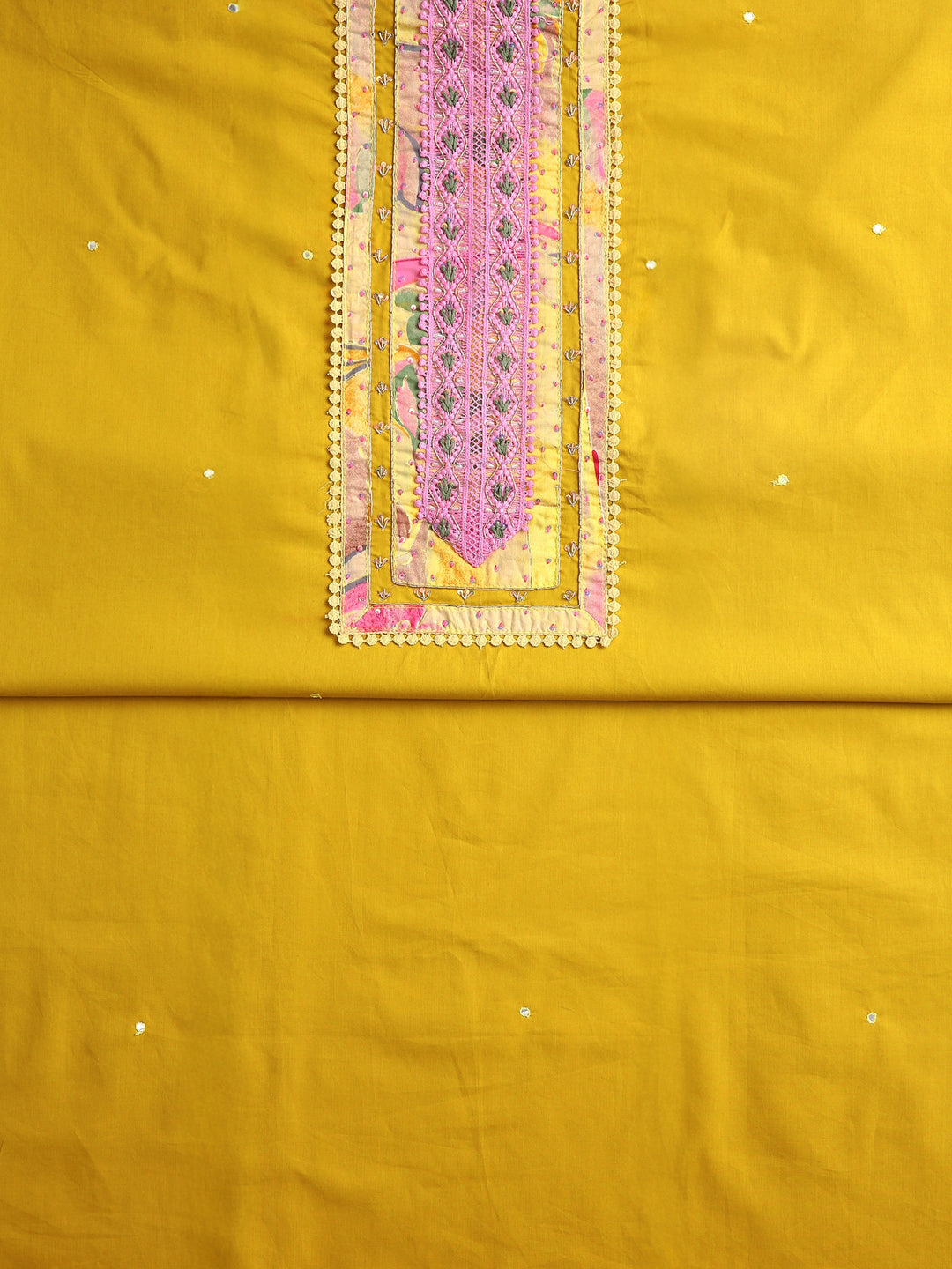 Yellow Floral Printed Dress Material With Dupatta