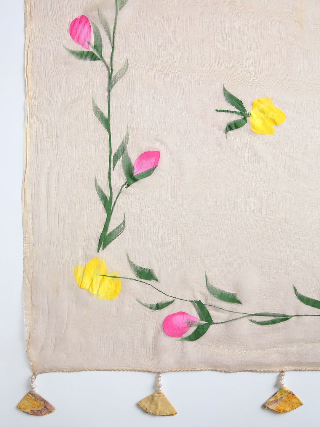 Yellow Floral Printed Dress Material With Dupatta