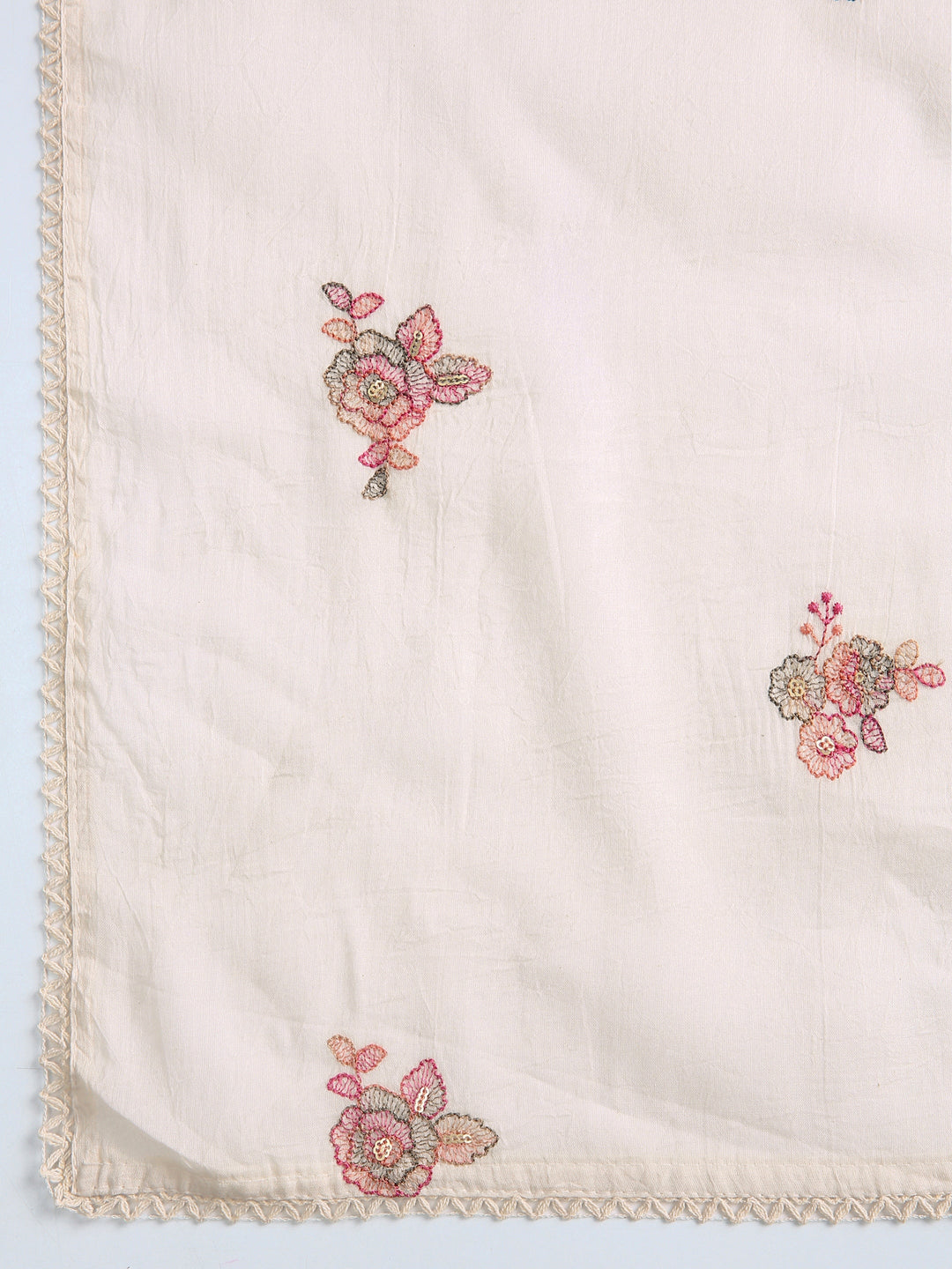Off White Floral Printed Dress Material With Dupatta