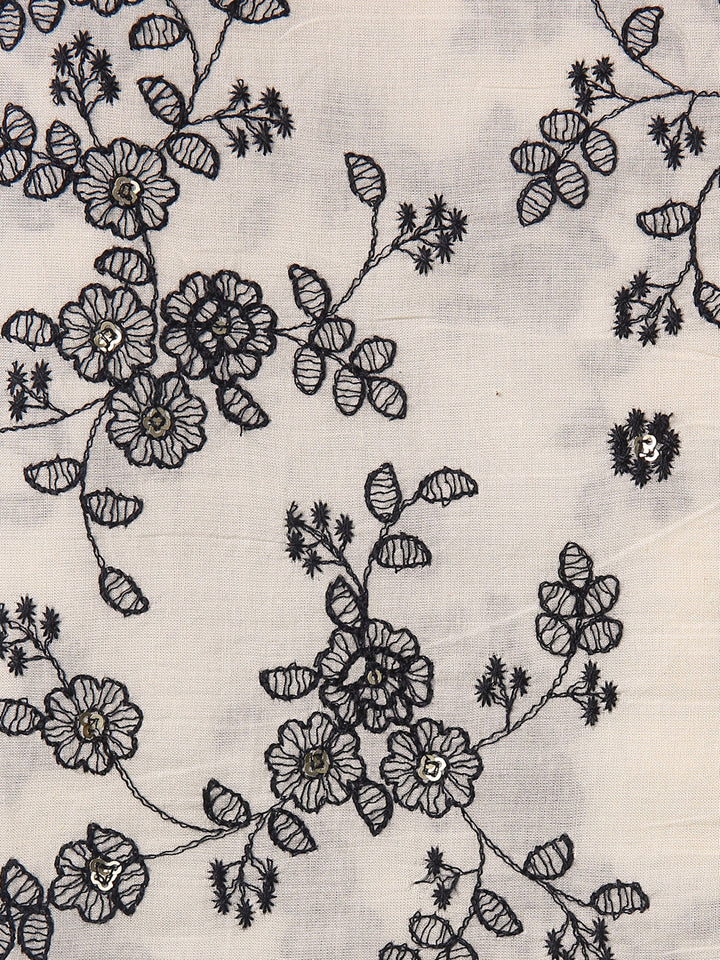 Off White Floral Printed Dress Material With Dupatta