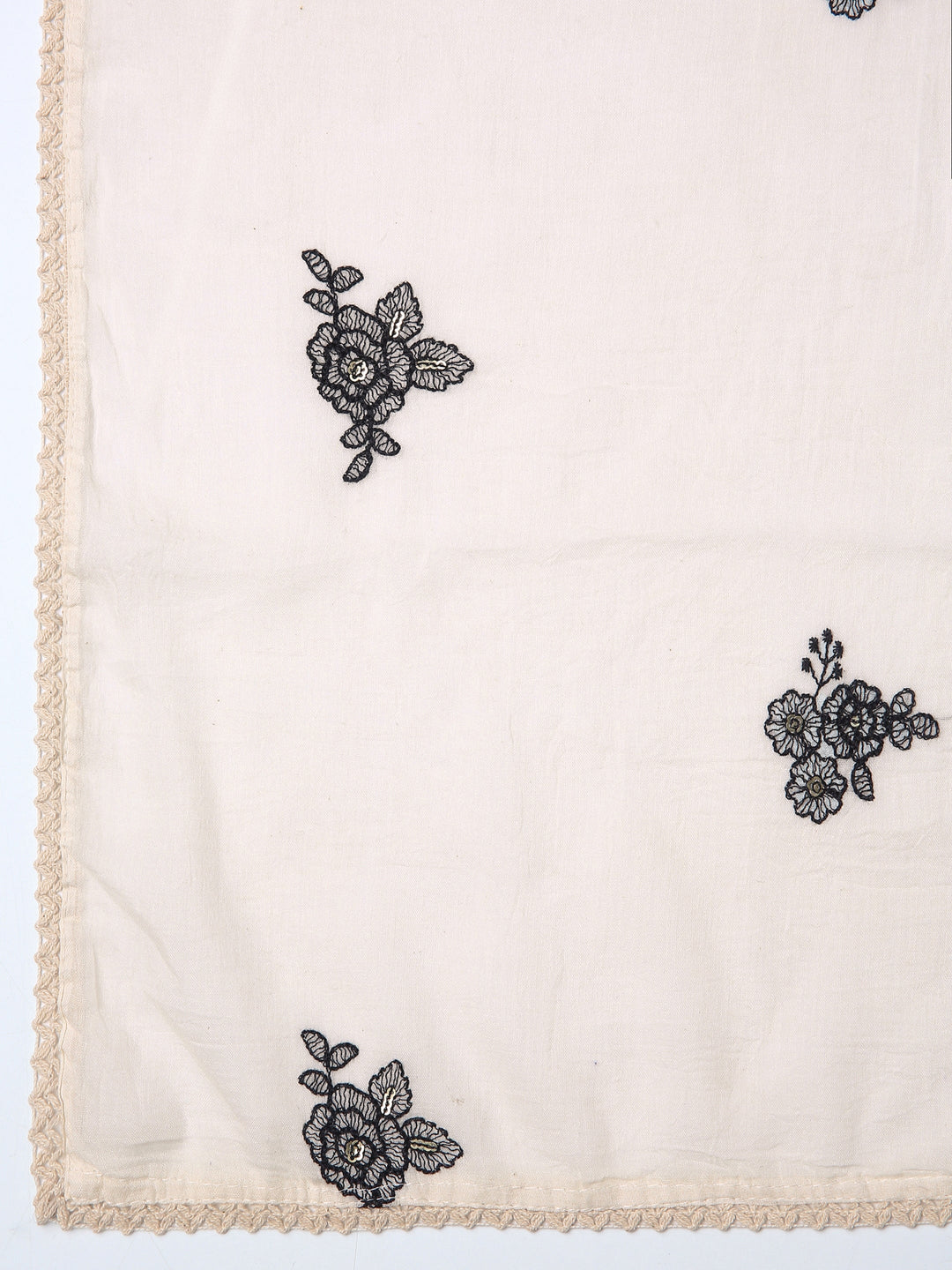 Off White Floral Printed Dress Material With Dupatta