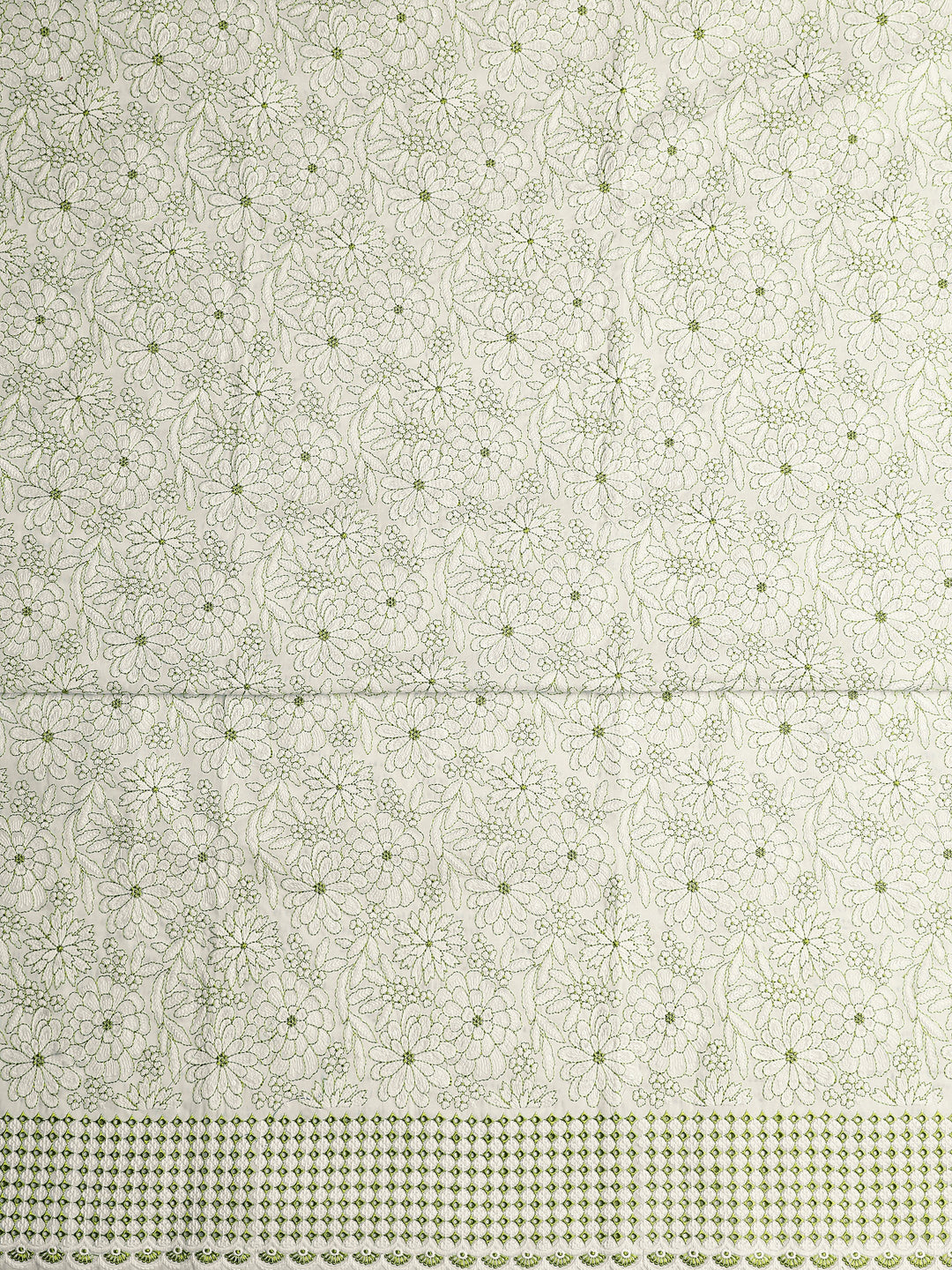 White Floral Printed Cotton Dress Material With Dupatta