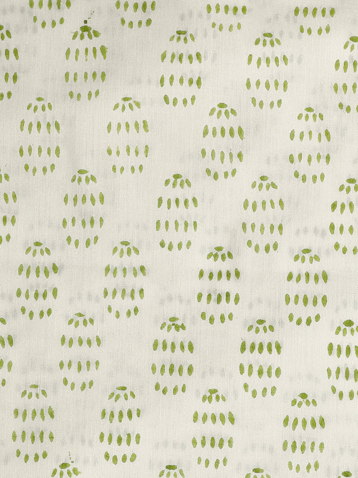 White Floral Printed Cotton Dress Material With Dupatta