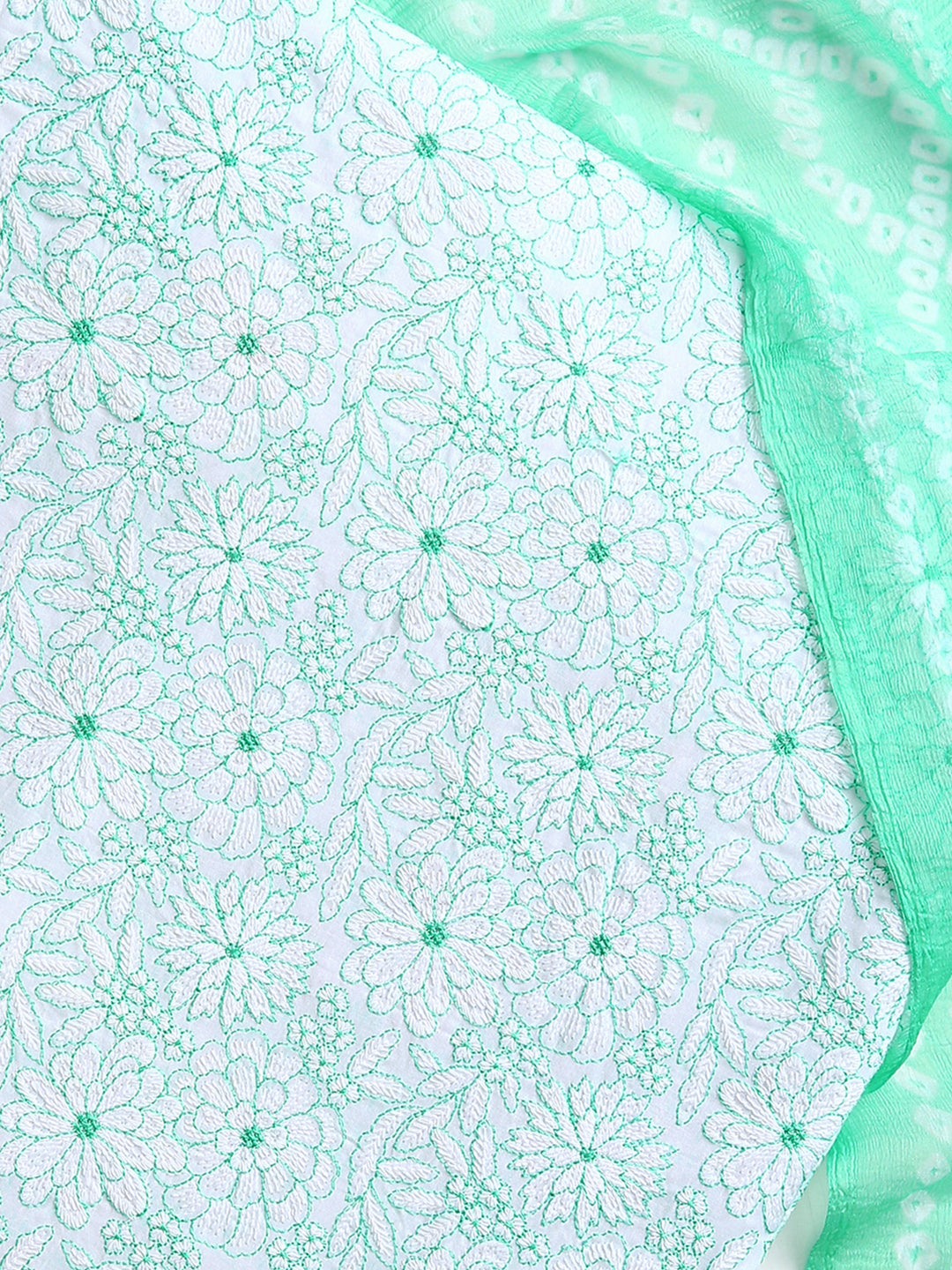 White Floral Printed Dress Material With Dupatta