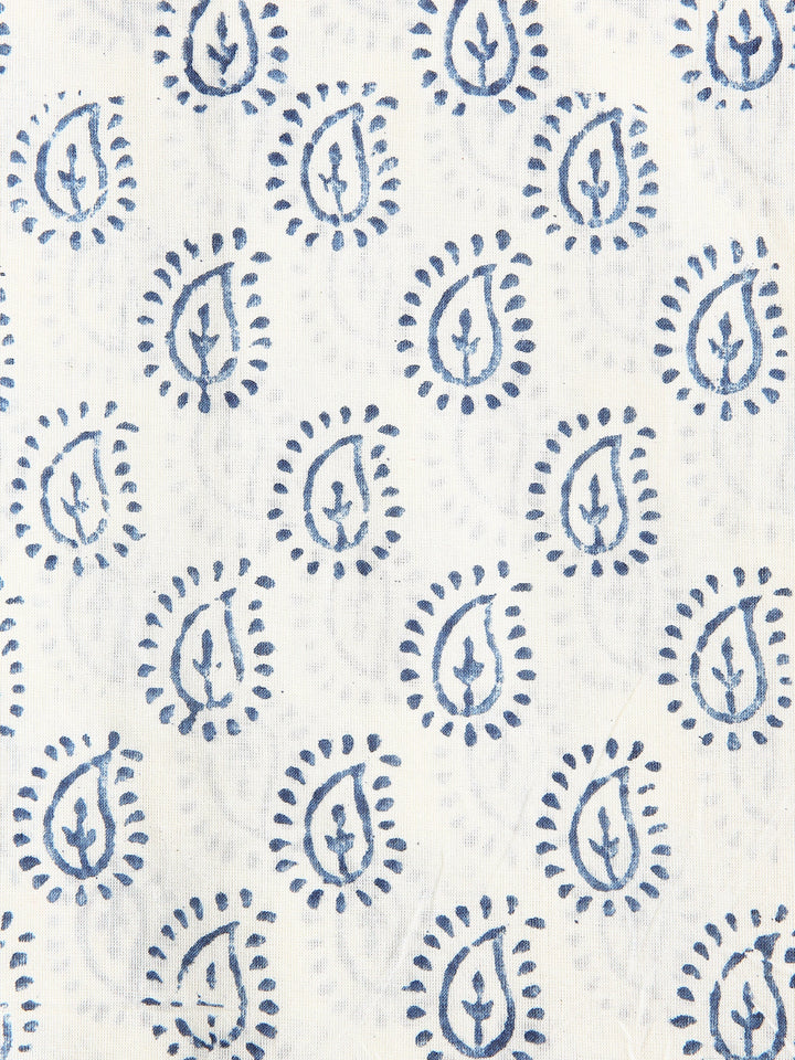 Navy Blue Paisley Printed Dress Material With Dupatta