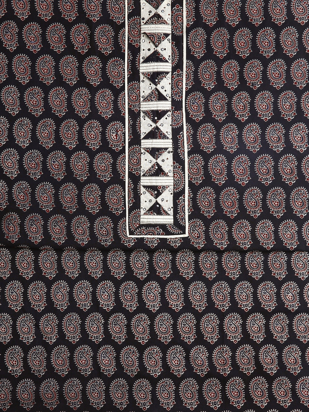 Black Ethnic Motifs Printed Dress Material With Dupatta