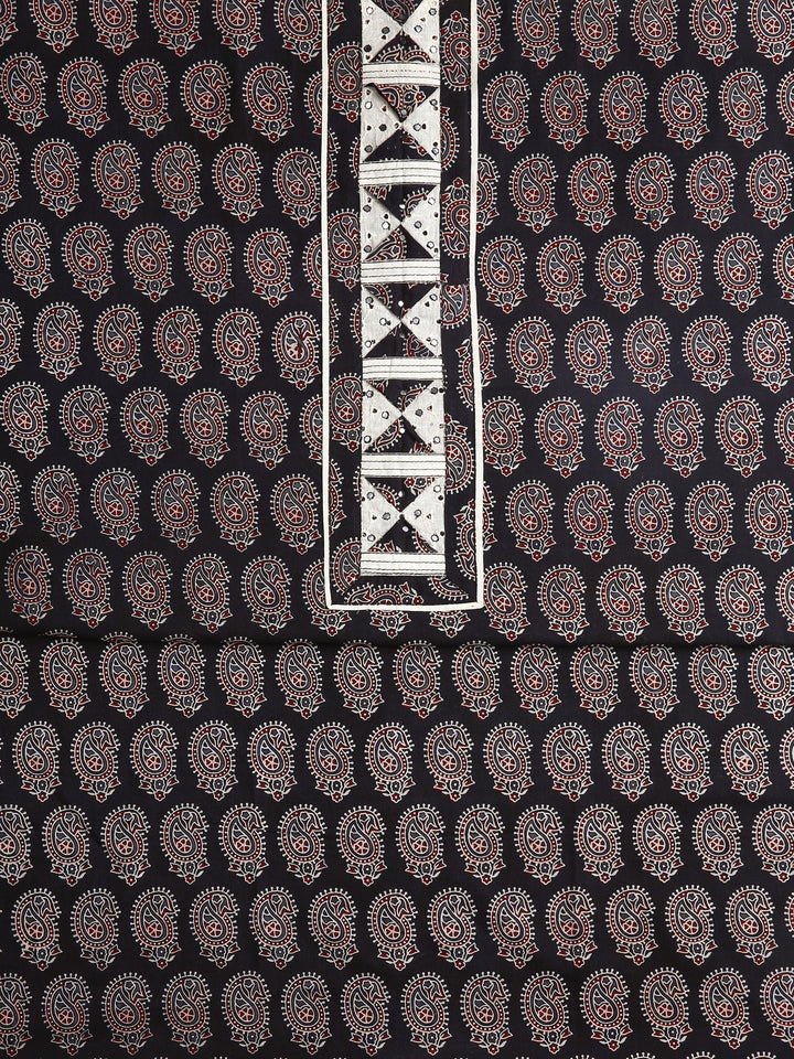 Black Ethnic Motifs Printed Dress Material With Dupatta