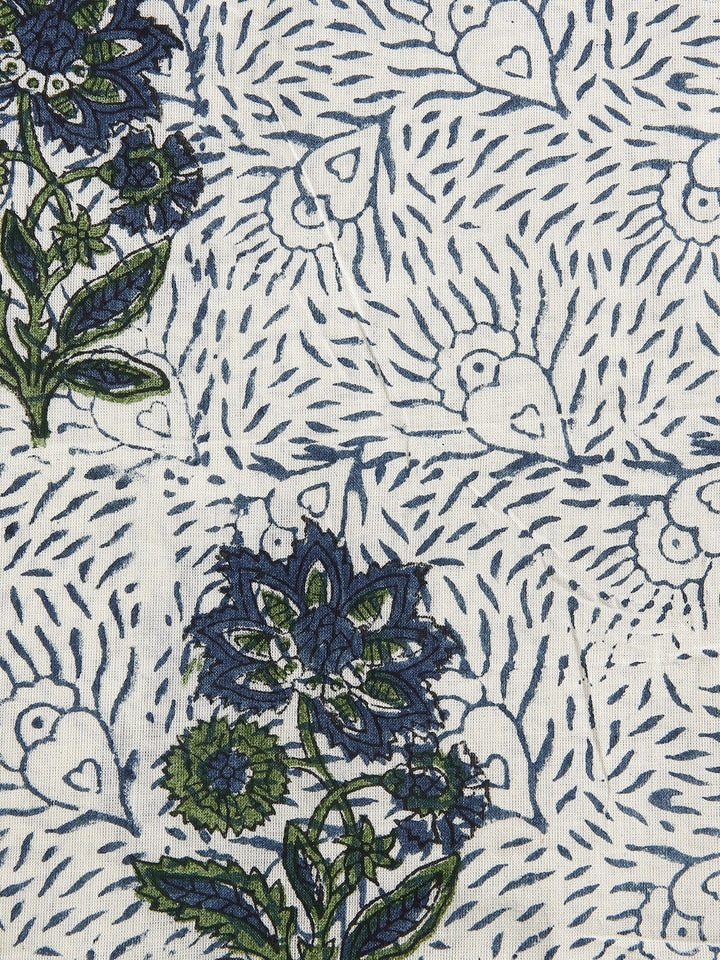 Blue Floral Printed Dress Material With Dupatta