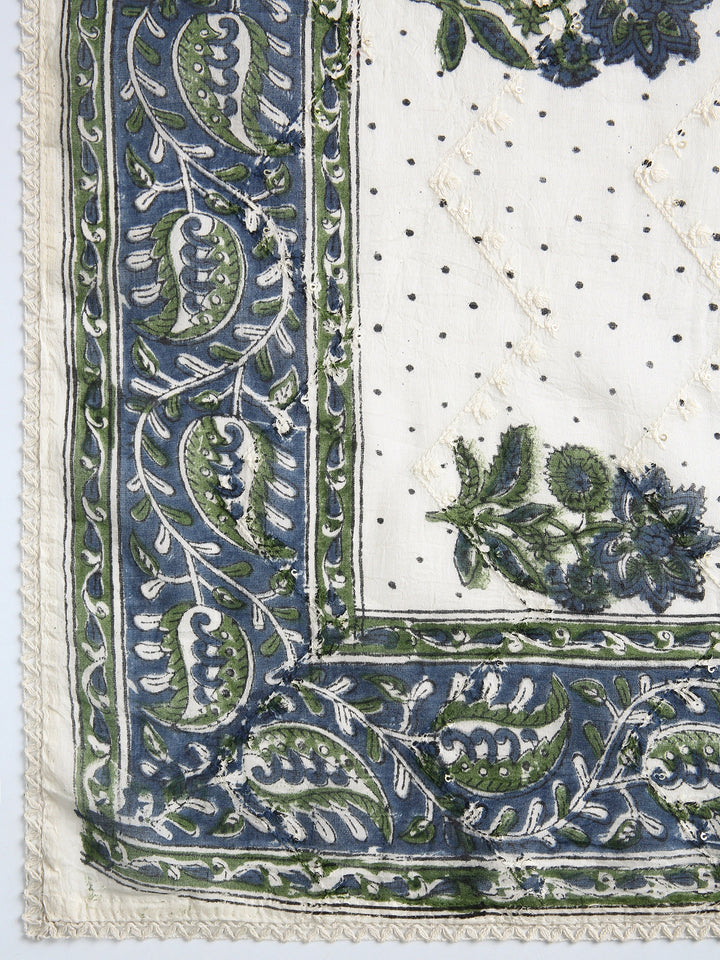 Blue Floral Printed Dress Material With Dupatta