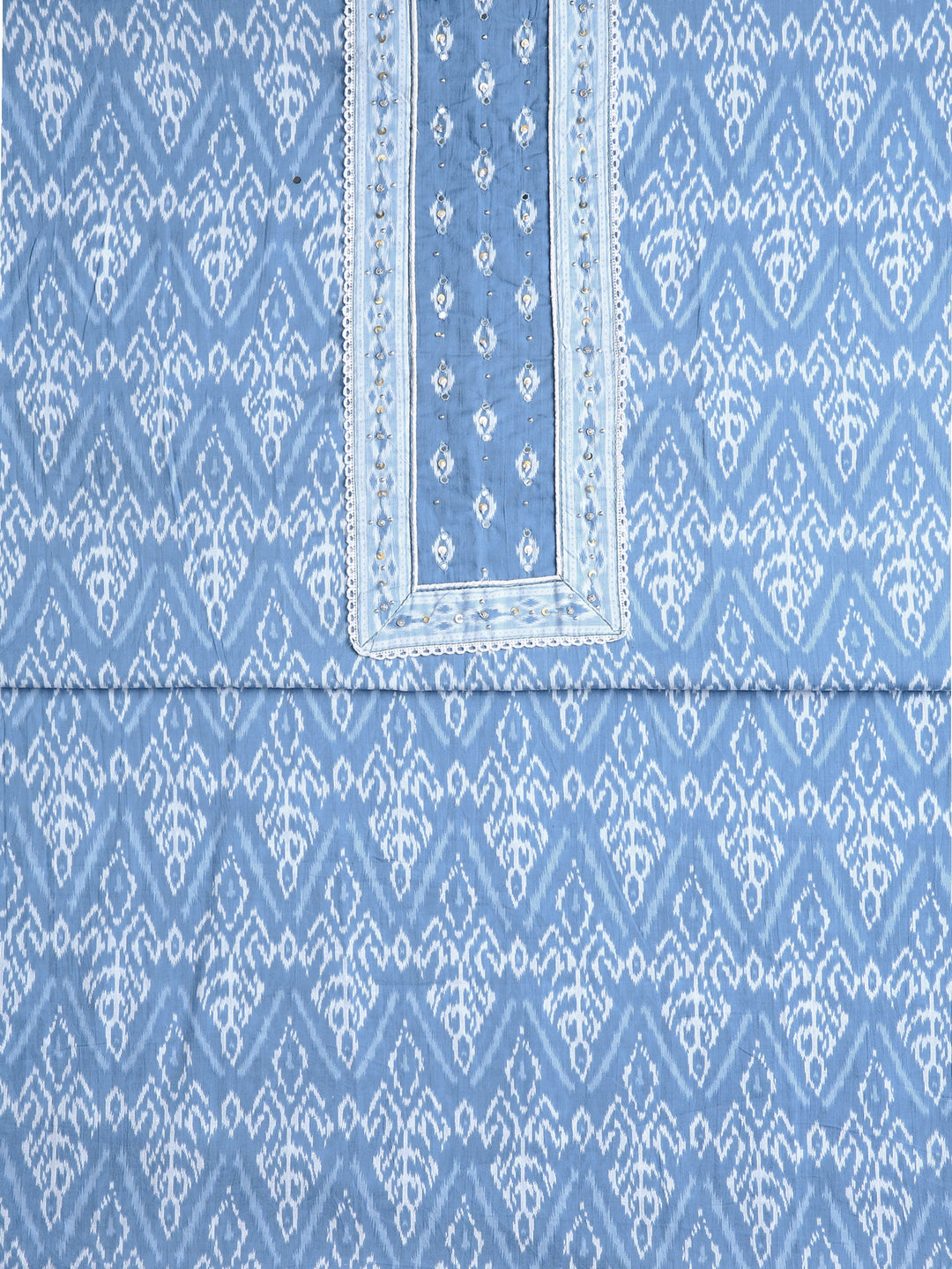 Blue Ethnic Motif Printed Dress Material With Dupatta