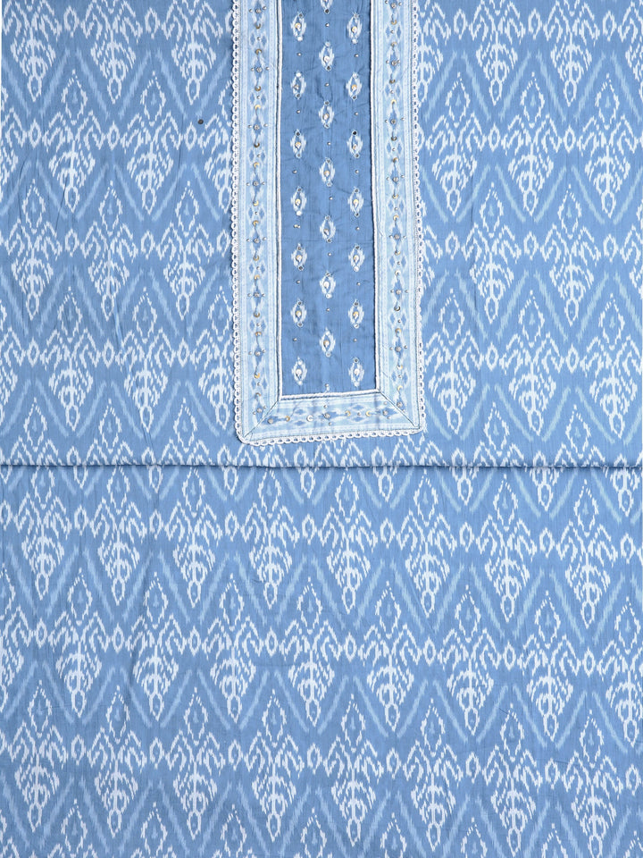 Blue Ethnic Motif Printed Dress Material With Dupatta