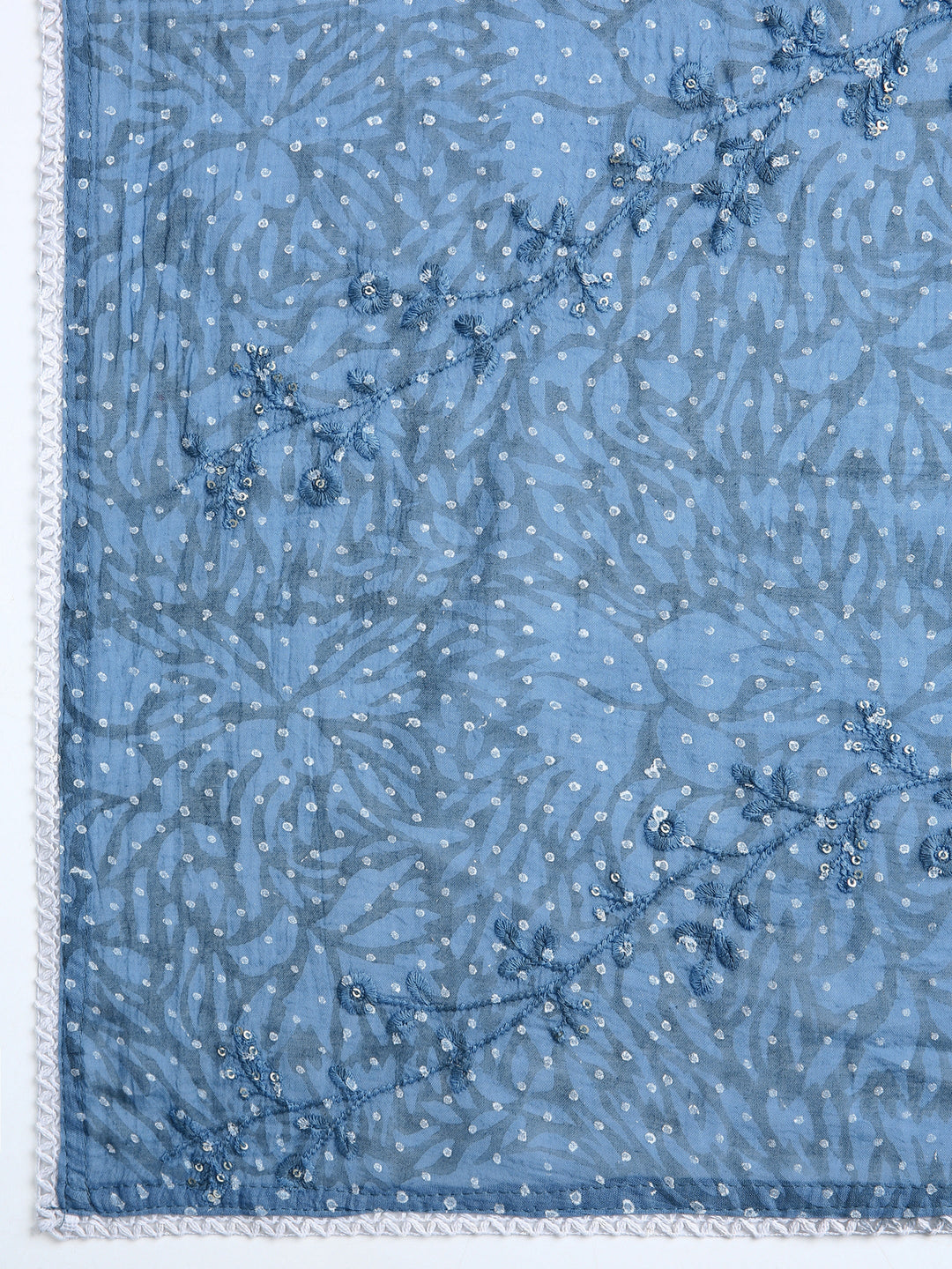 Blue Ethnic Motif Printed Dress Material With Dupatta