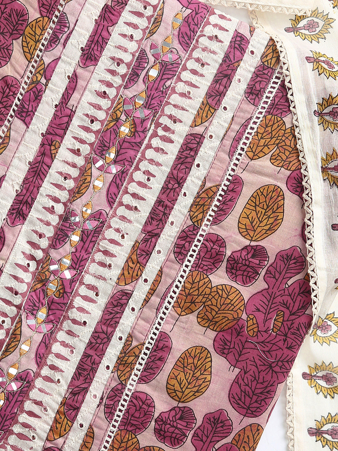 Pink Floral Printed Dress Material With Dupatta
