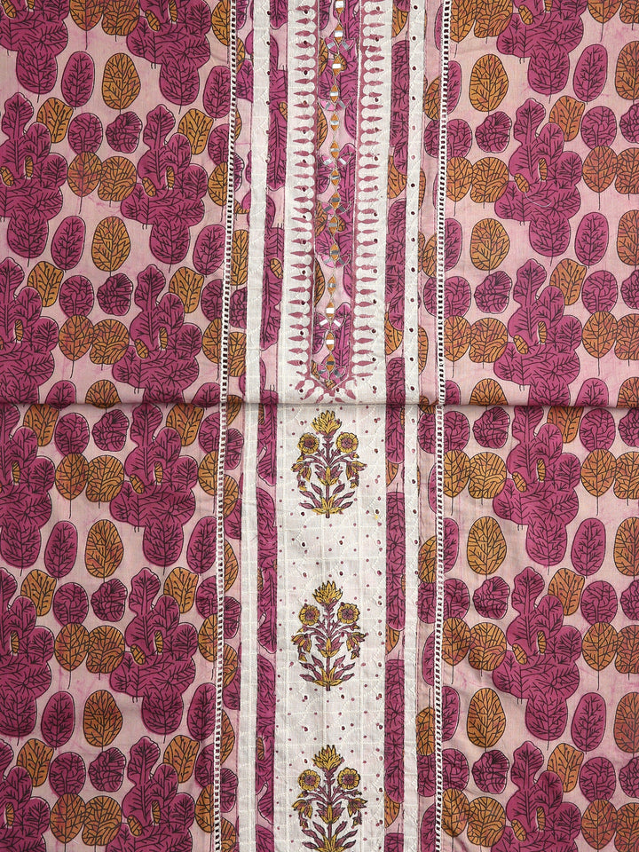 Pink Floral Printed Dress Material With Dupatta