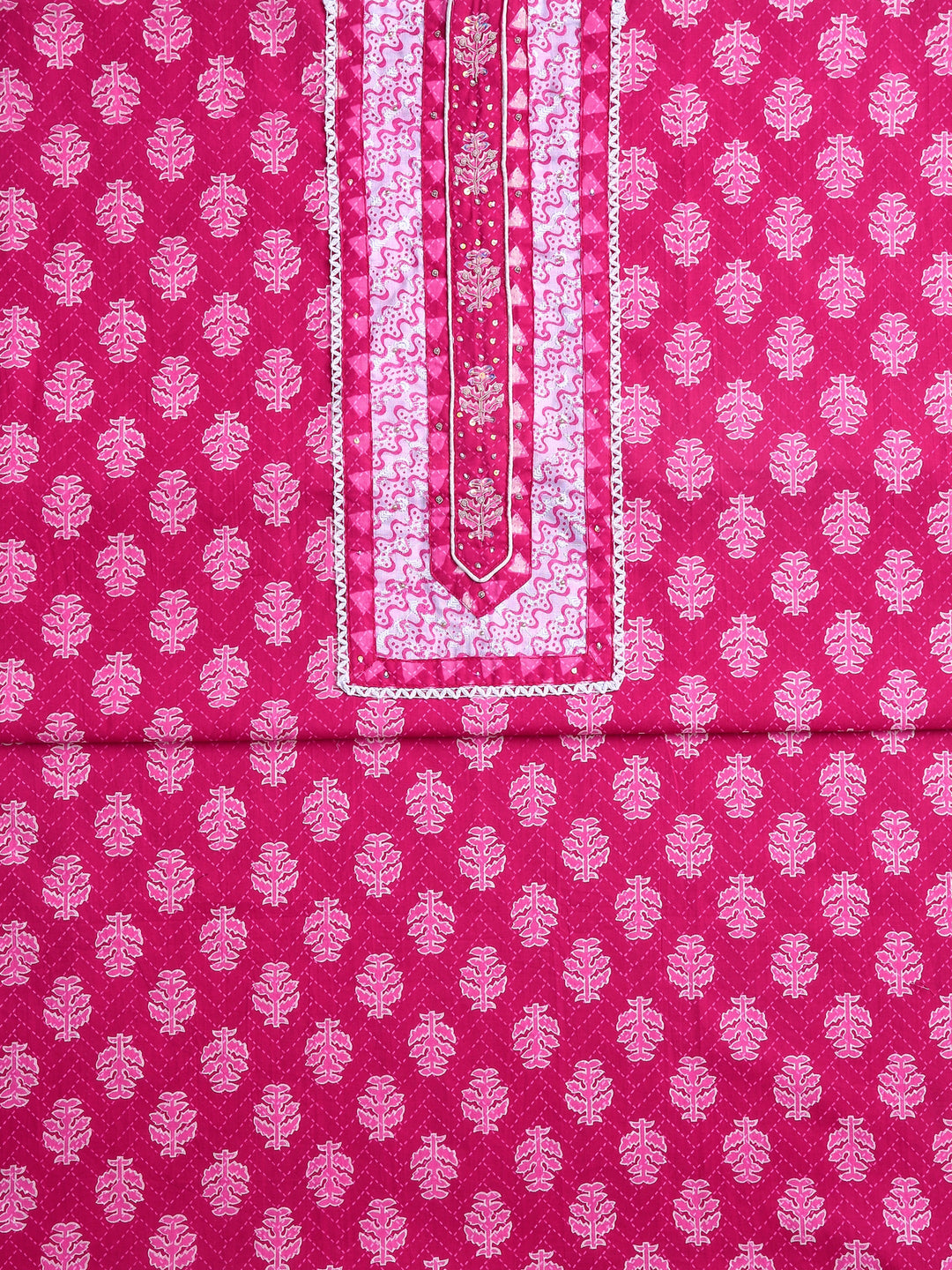 Pink Floral Printed Dress Material With Dupatta