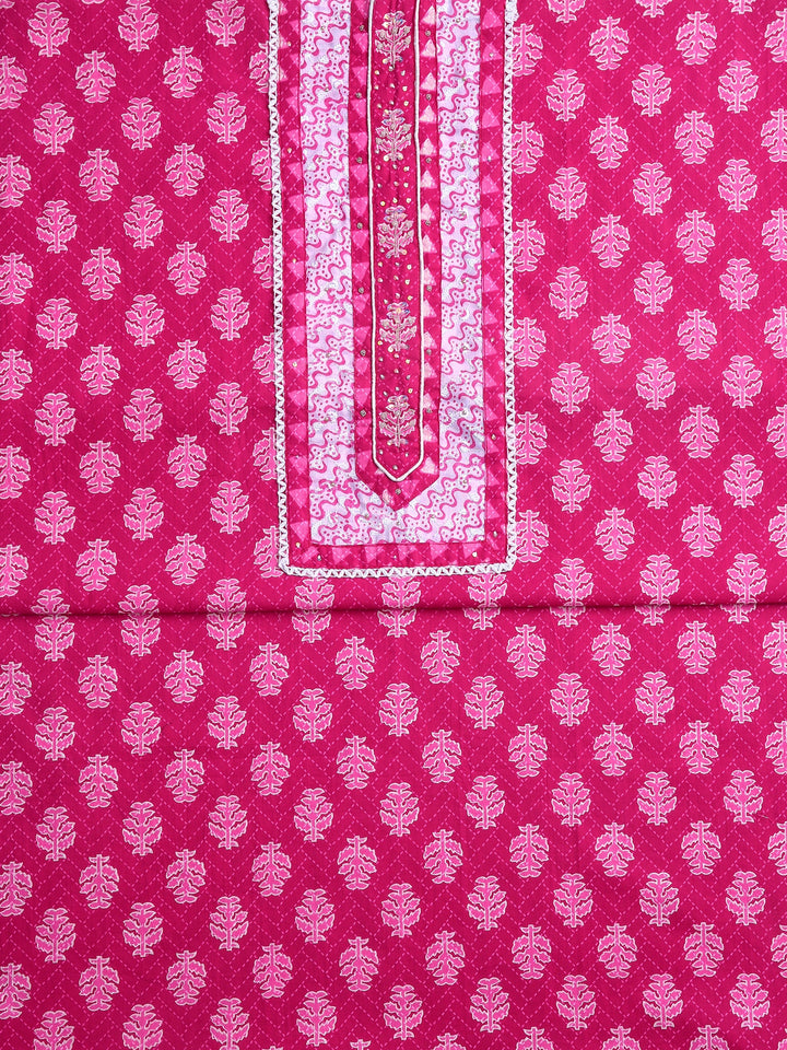 Pink Floral Printed Dress Material With Dupatta