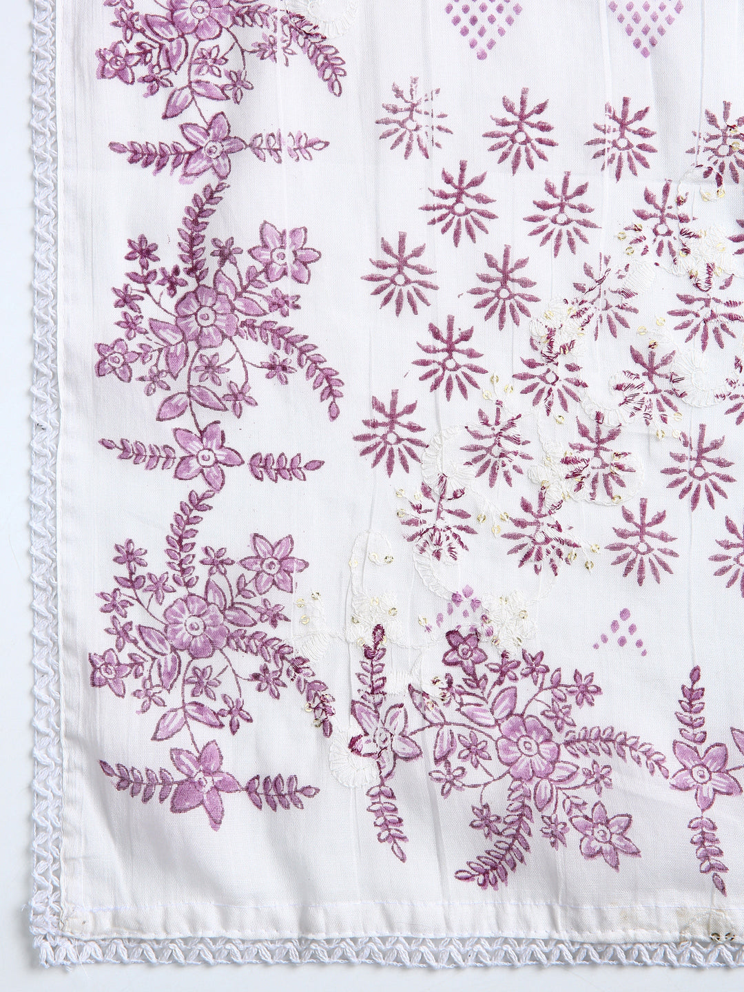Off White Floral Printed Dress Material With Dupatta