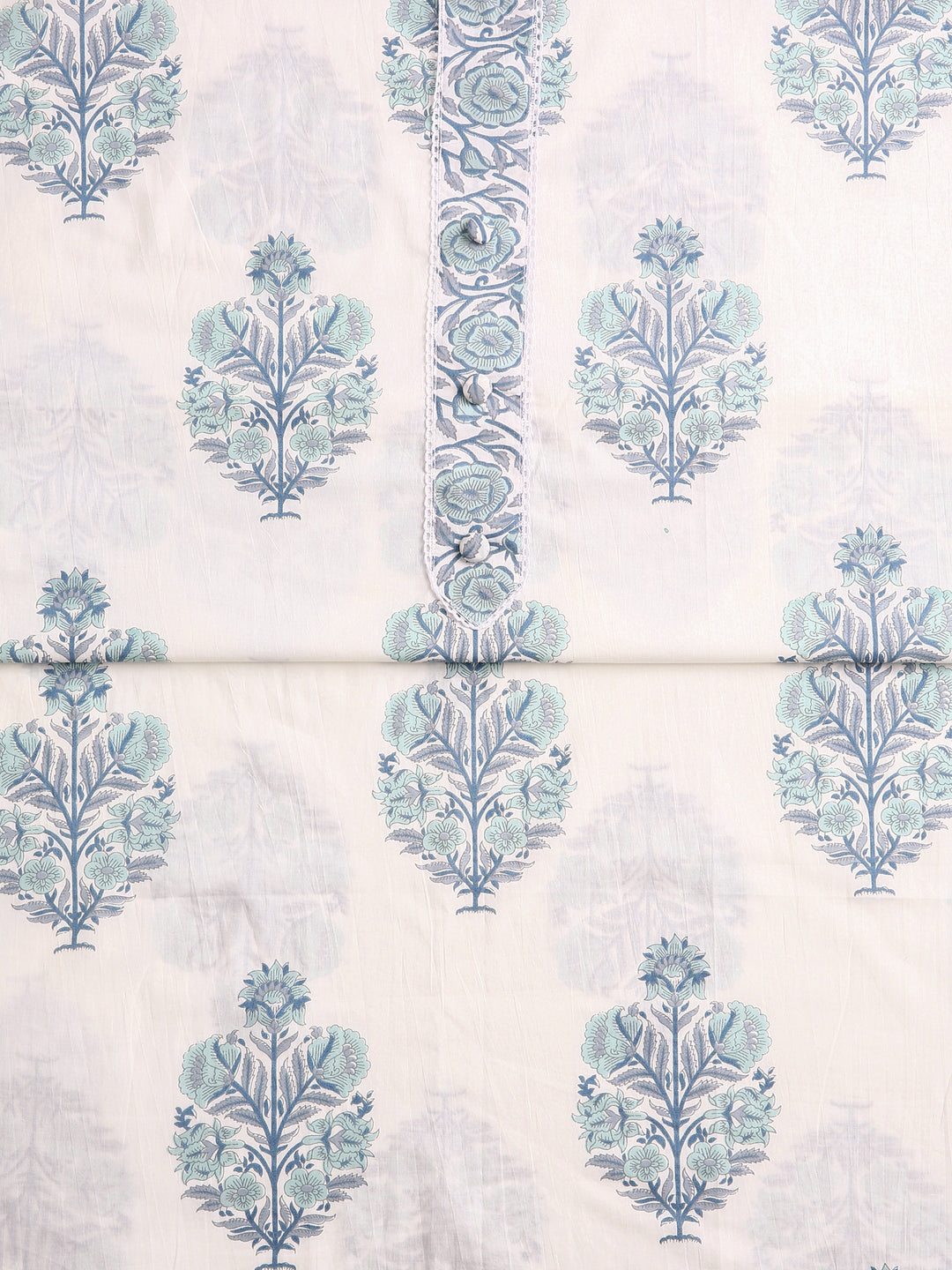 Off White Floral Printed Dress Material With Dupatta