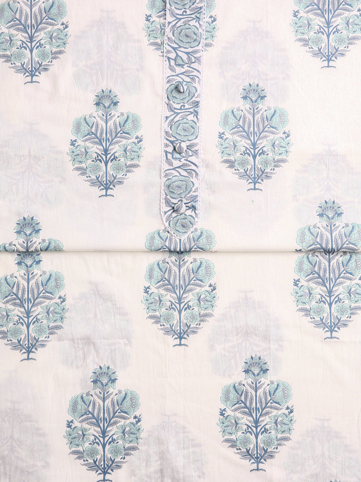 Off White Floral Printed Dress Material With Dupatta