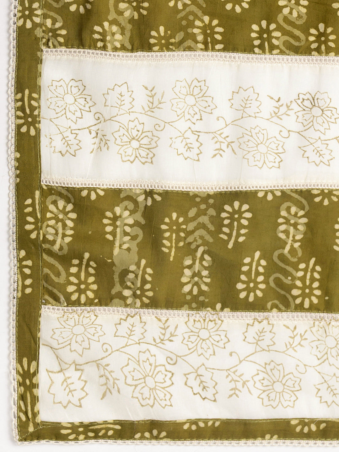 Green Floral Printed Cotton Dress Material With Dupatta