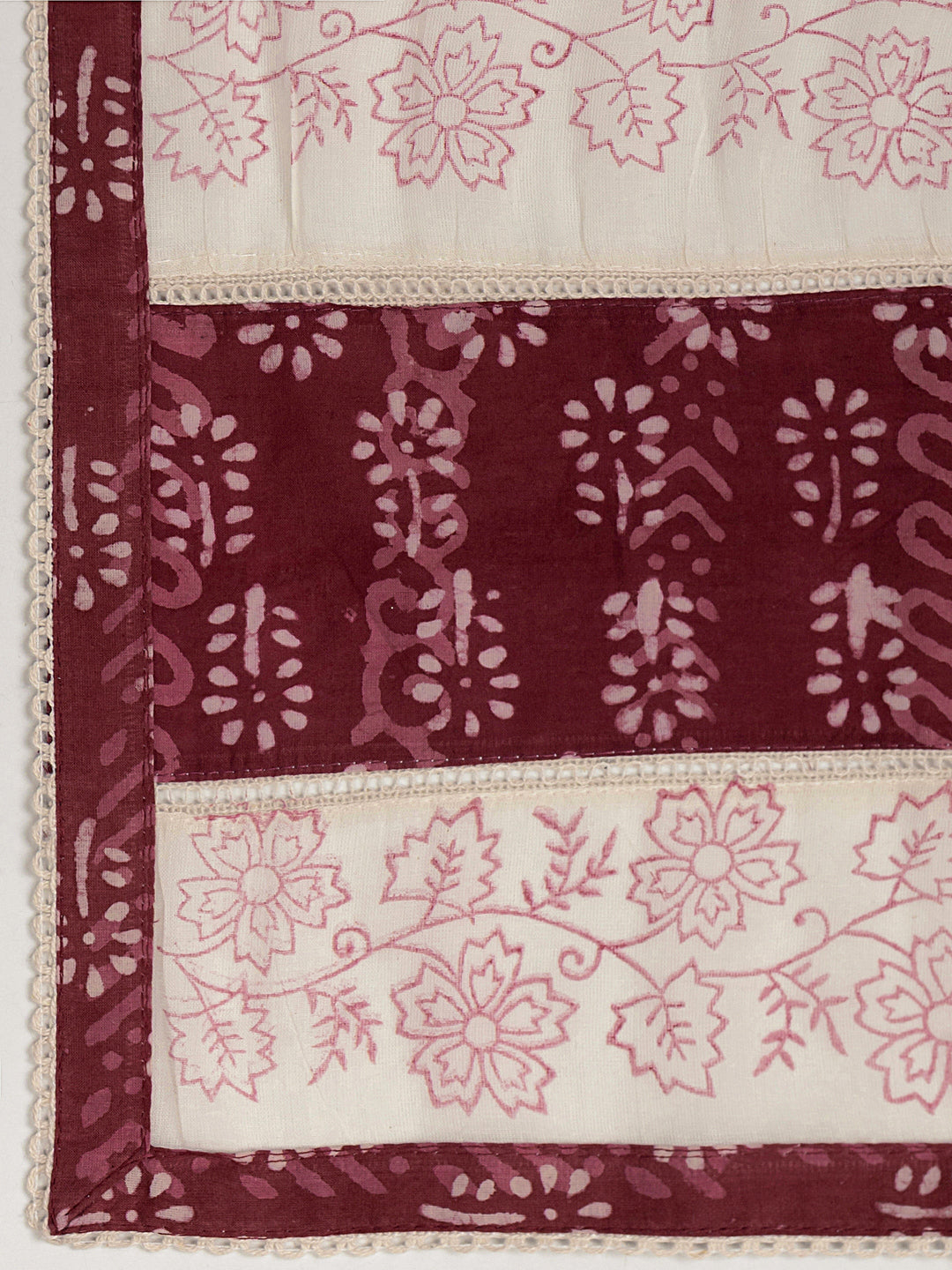 Brown Floral Printed Cotton Dress Material With Dupatta