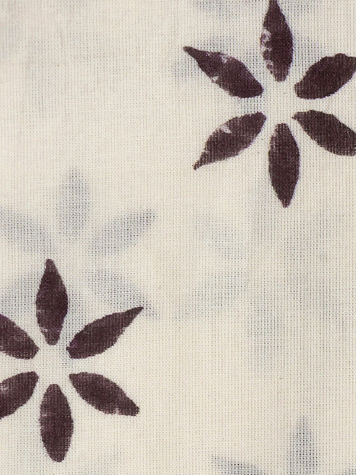 Burgundy Floral Printed Cotton Dress Material With Dupatta