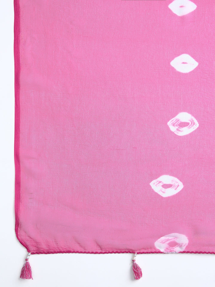 Pink Animal Printed Dress Material With Dupatta