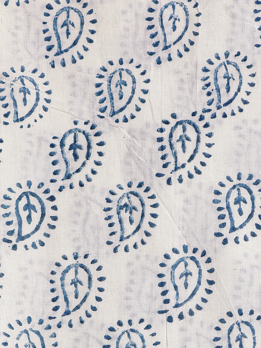 Blue Paisley Printed Cotton Dress Material With Dupatta