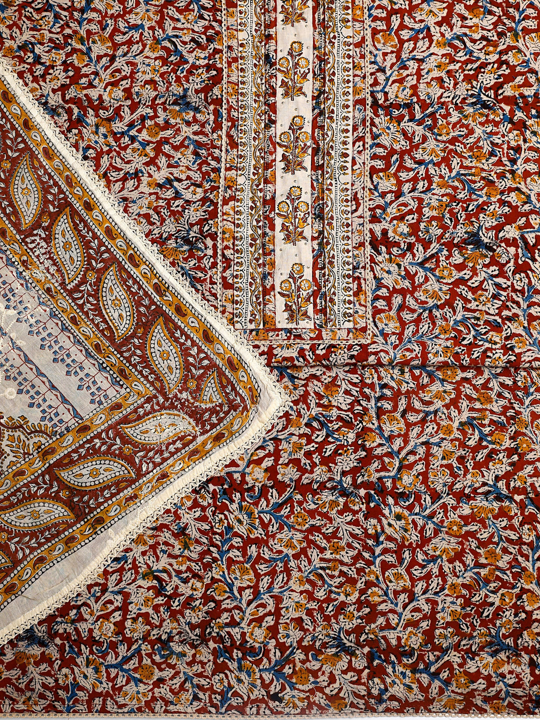 Multi Floral Printed Cotton Dress Material With Dupatta