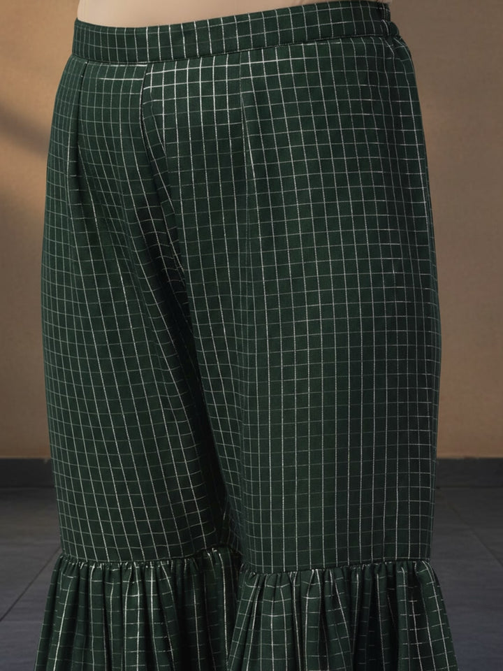 Green Striped Polyester Suit Set