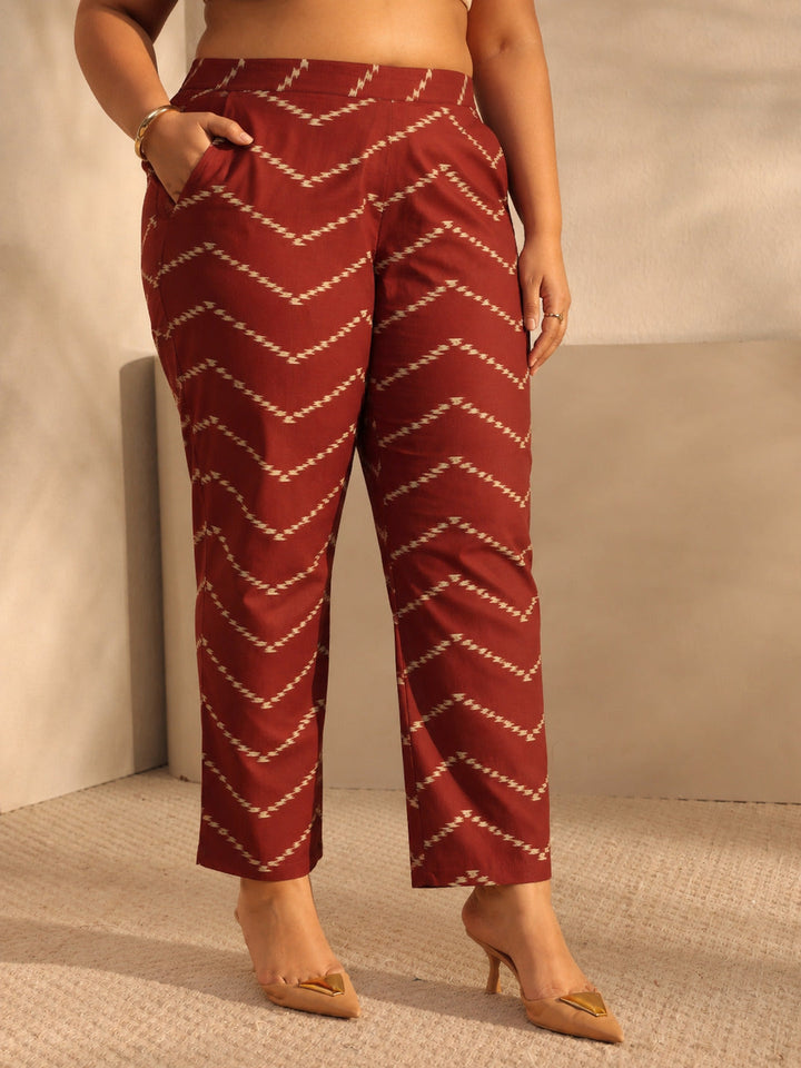 Plus Size Black Ethnic Printed Cotton Straight Suit Set With Dupatta